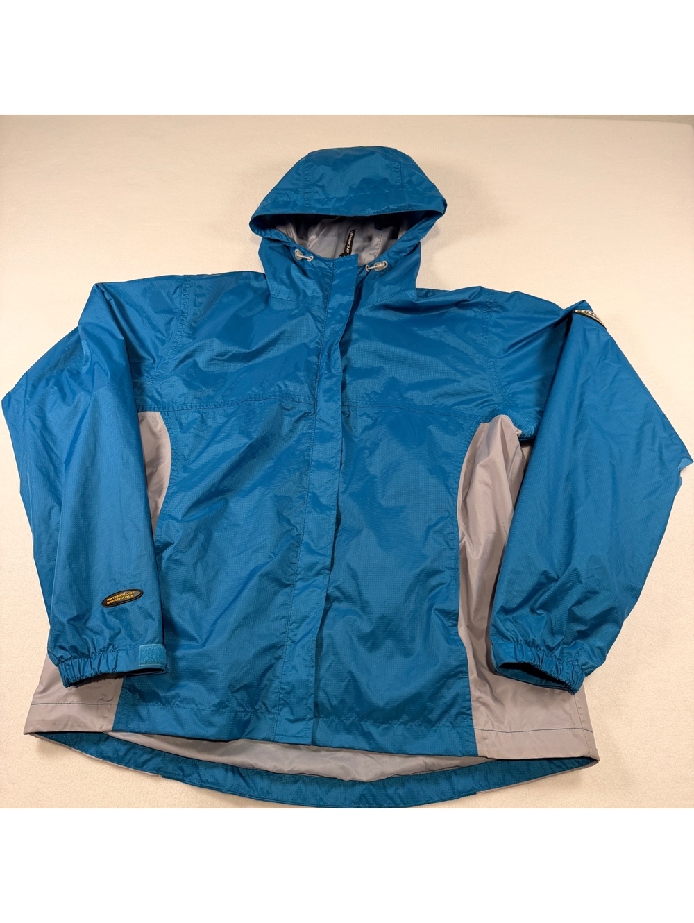 Stearns DryWear Blue Gray Hooded Waterproof Rain Jacket L